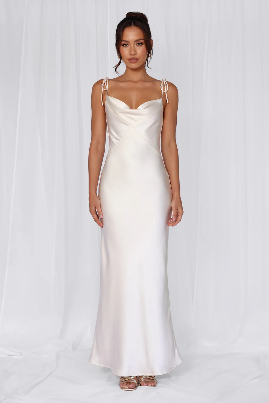 Rose Pink The Penelope Cowl Satin Maxi Dress Pearl