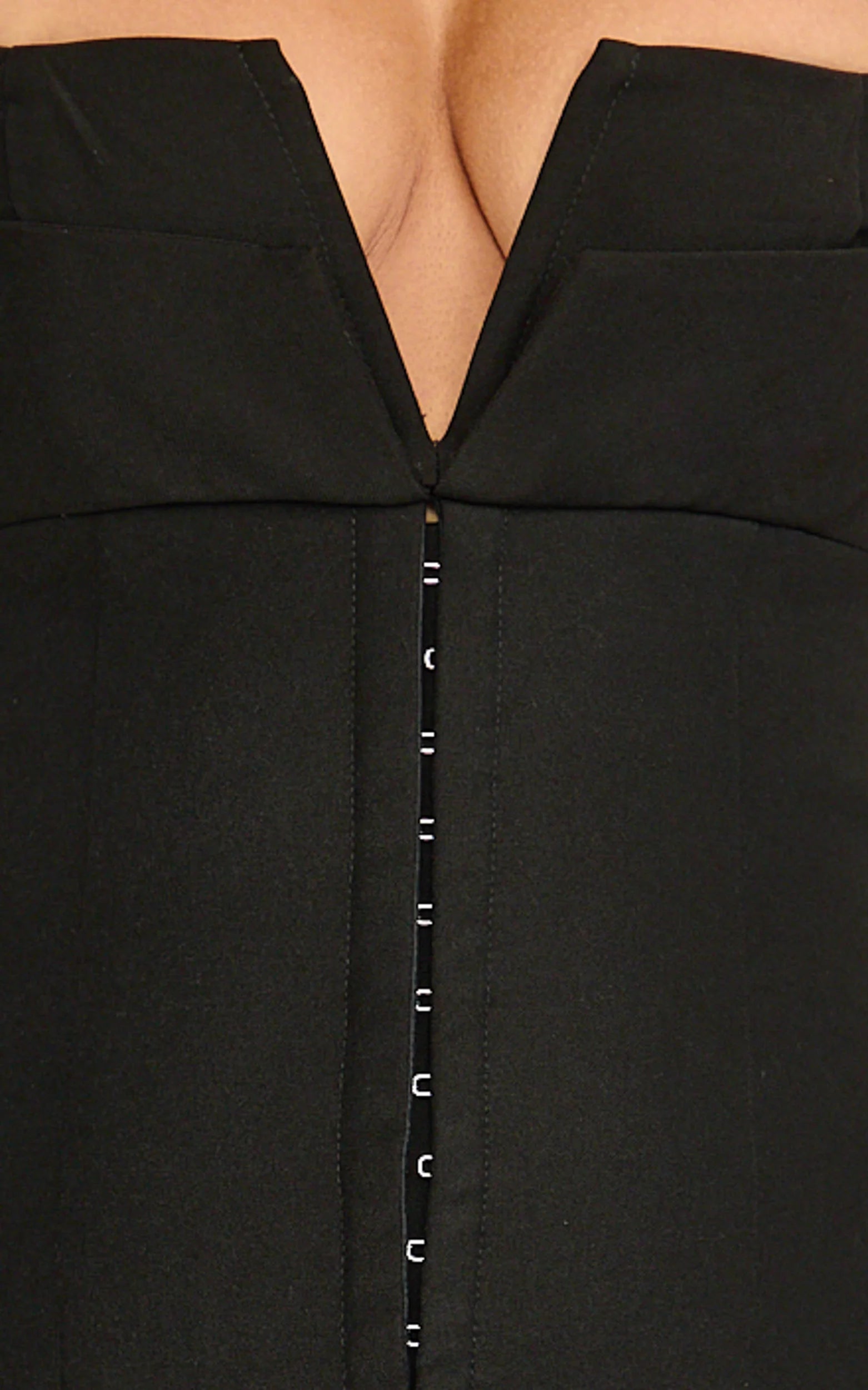 Odette Mini Dress - Plunge V Neck A Line Dress in Black