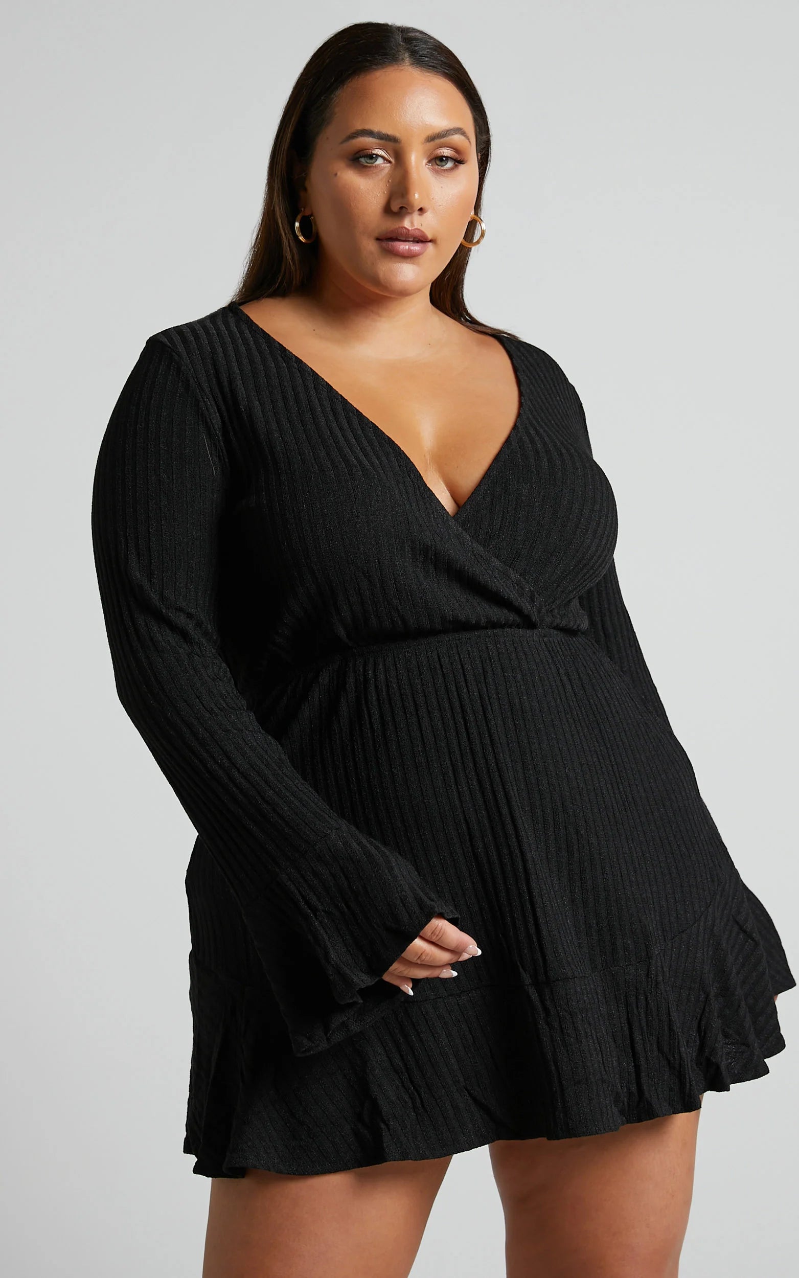 The Next Step Mini Dress - Long Sleeve Dress in Black
