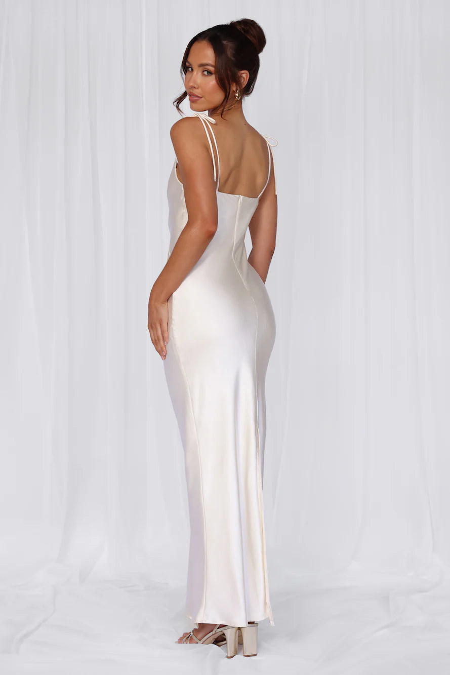 Rose Pink The Penelope Cowl Satin Maxi Dress Pearl