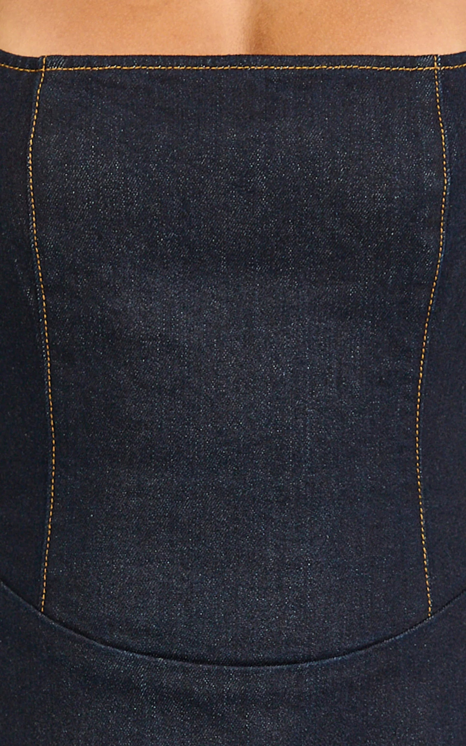 Heather Mini Dress - Square Neck A Line Denim Mini Dress in Raw